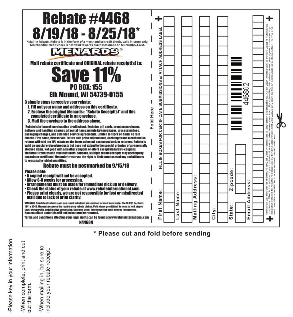 Combining Menards Rebate Cards