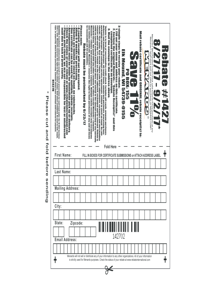 Expired Menards Rebate Form 5793