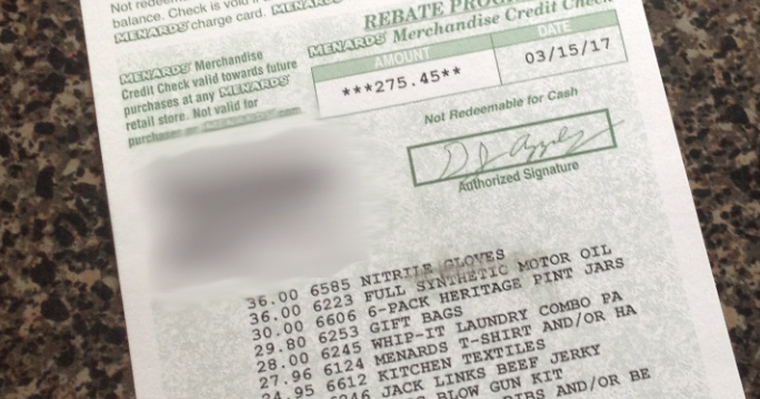 How To Redeem Menards Rebate Check