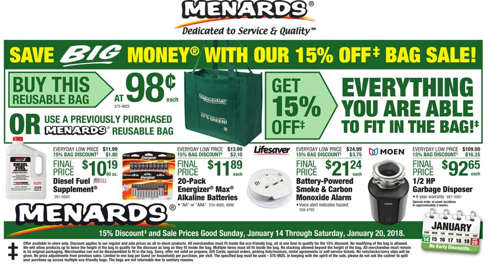 Is Menards 15 Off Bag Sale A Rebate