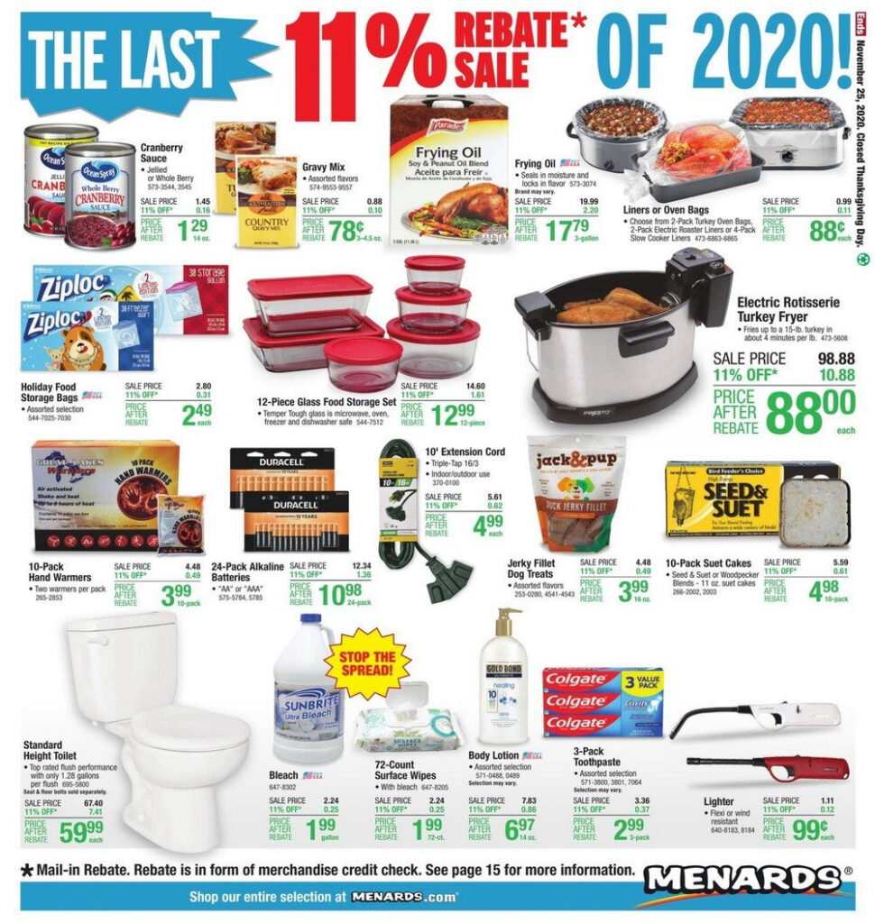 Menards 11 Percent Rebate Sale