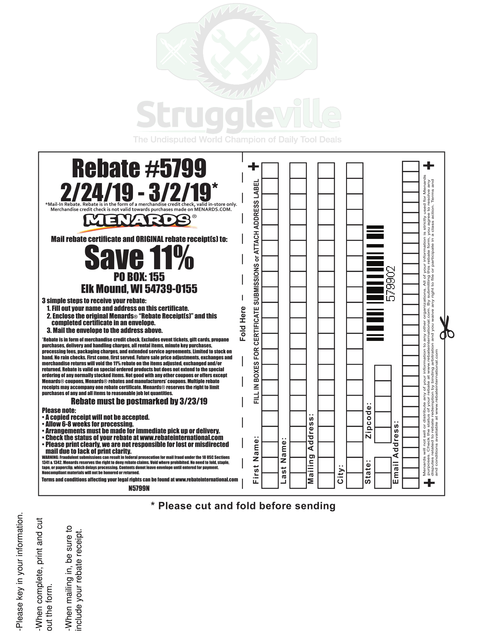 Menards 11 Percent Rebate Status