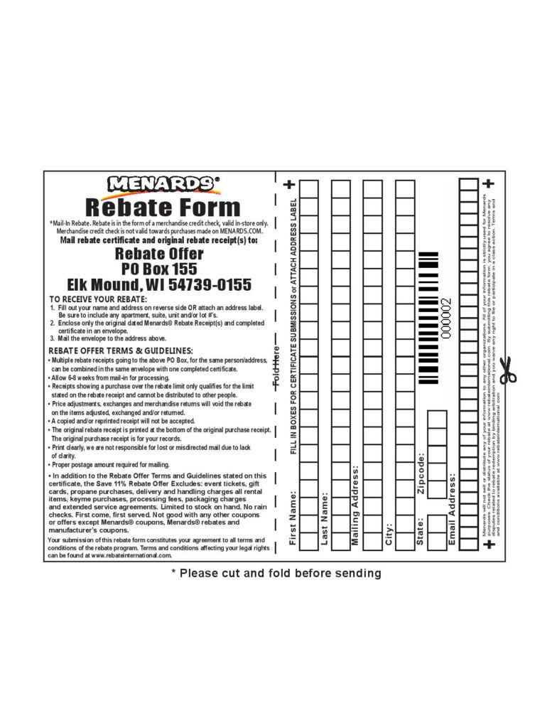 Menards 11 Rebate Form July 2024