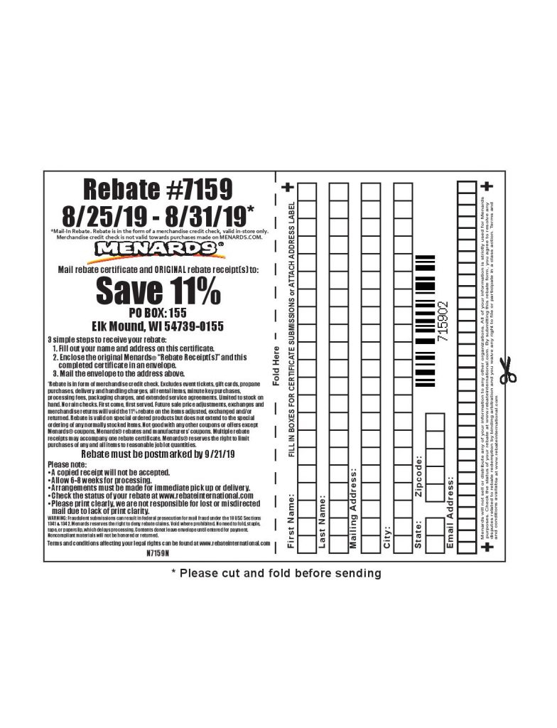 Menards 11 Rebate Rhinelander