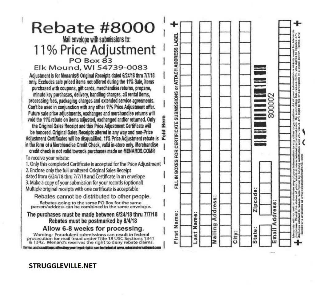 Menards 11 Rebate Schedule August 2022