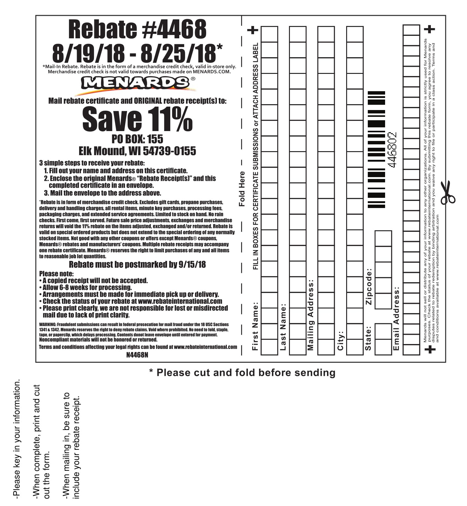 Menards 15 Rebate Form