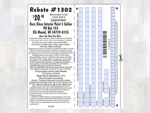 Menards 4478 Save 11 Rebate Form