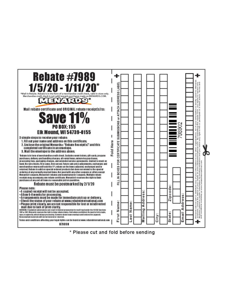 Menards Electronic Rebate