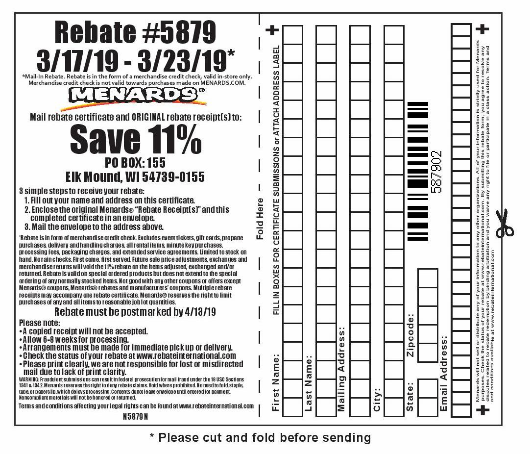 Menards March Rebate Code