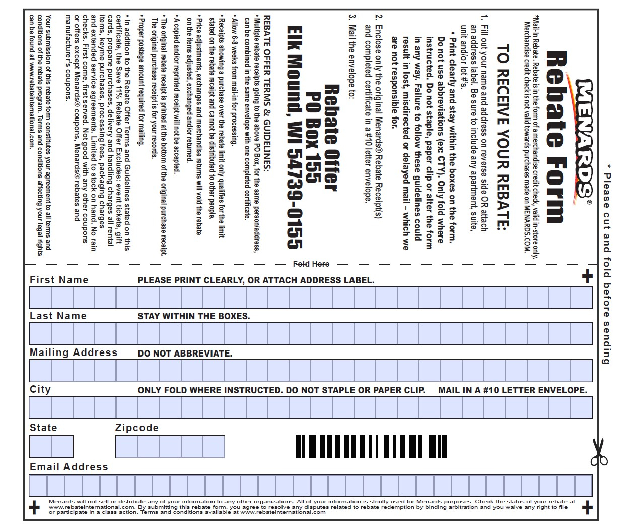 Menards Rebate Form 2071