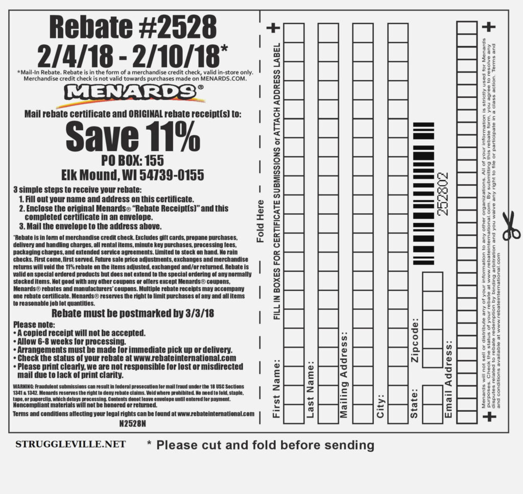 Menards Rebate Form 6602