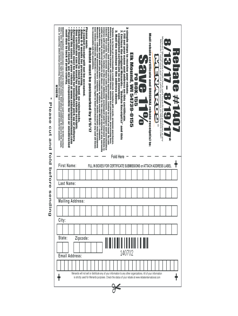 Menards Rebate Form Blank