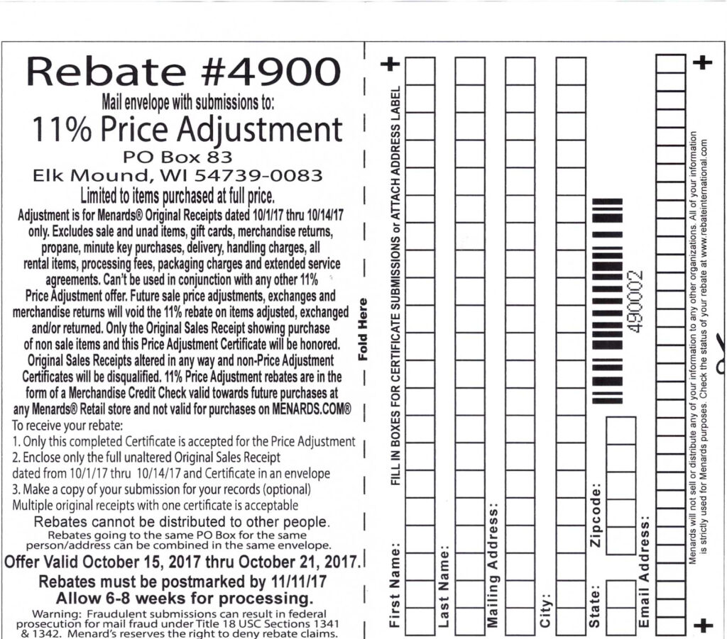 Menards Rebate Mistake