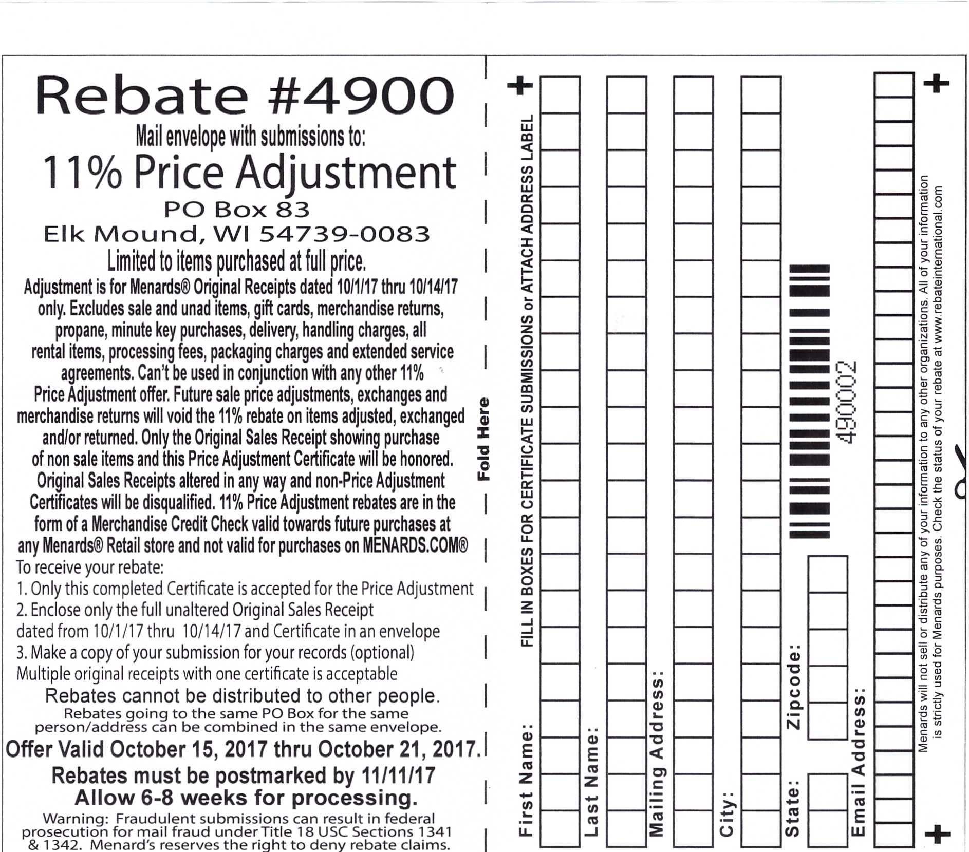 Menards Rebate Mistake