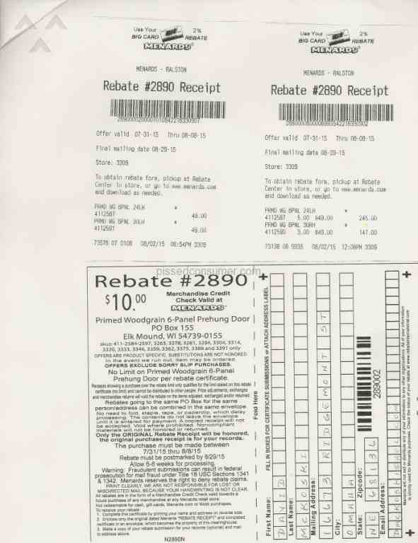 Menards Rebate Scam