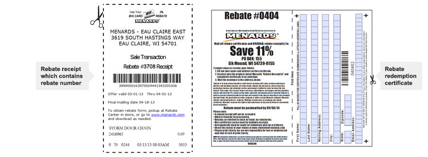 Menards Rebate Slips