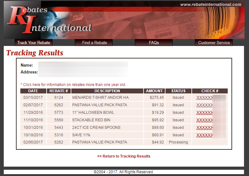 Menards Rebate Tracking By Name