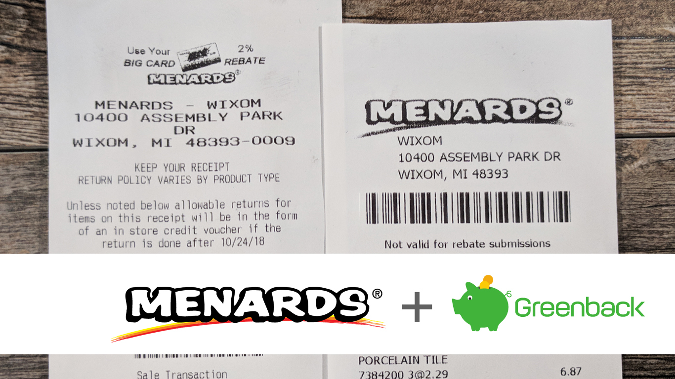 Menards Reprint Rebate Receipt