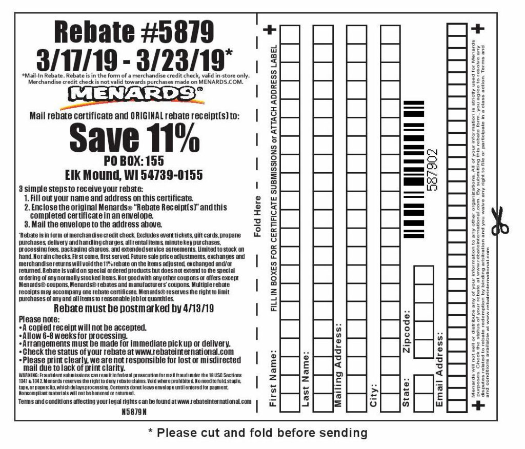 Print Menards Rebates