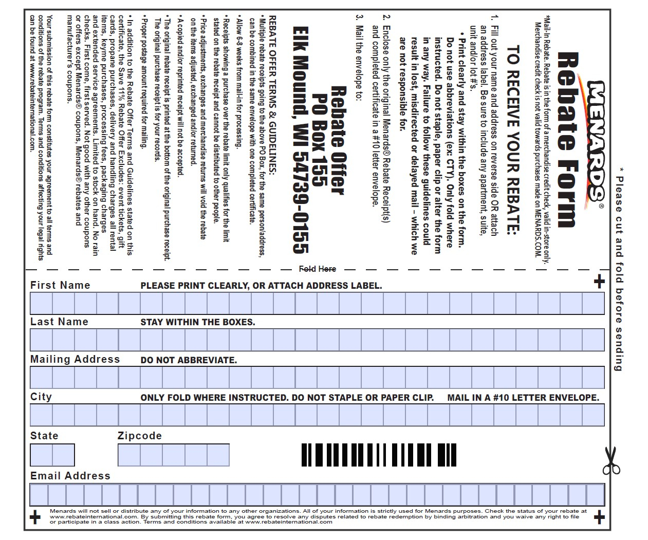 Printable Menards Rebate Form 2022