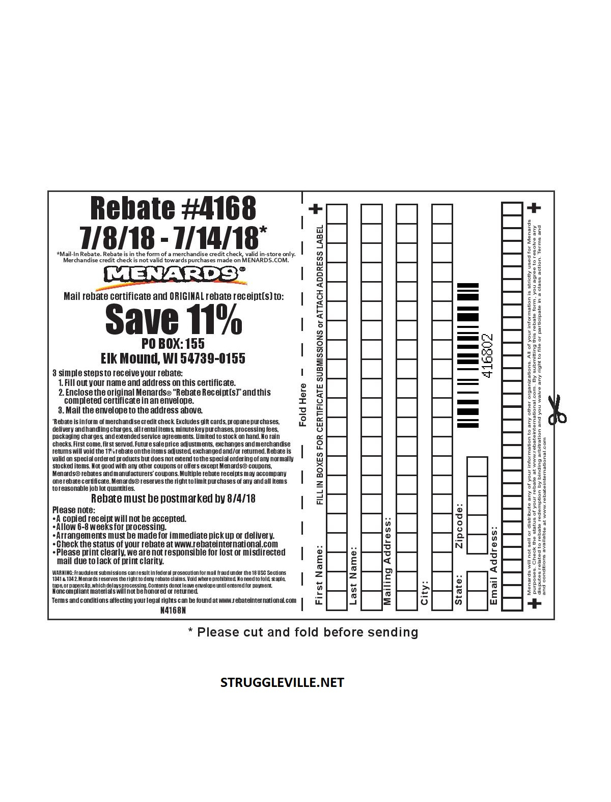 Procedure For 2 Rebates & Menards